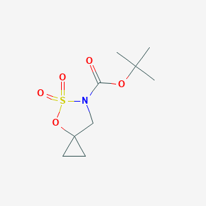 molecular formula C9H15NO5S B2424700 6-Boc-4-氧杂-5-硫杂-6-氮杂螺[2.4]庚烷 5,5-二氧化物 CAS No. 2089649-97-6