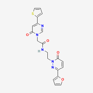 N-(2-(3-(furan-2-yl)-6-oxopyridazin-1(6H)-yl)ethyl)-2-(6-oxo-4-(thiophen-2-yl)pyrimidin-1(6H)-yl)acetamide