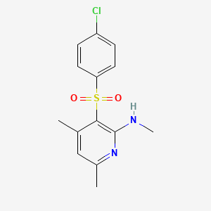 molecular formula C14H15ClN2O2S B2424707 N-{3-[(4-chlorophenyl)sulfonyl]-4,6-dimethyl-2-pyridinyl}-N-methylamine CAS No. 478245-24-8