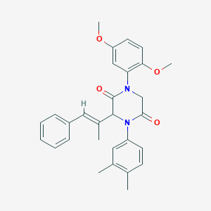 molecular formula C29H30N2O4 B242471 1-(2,5-dimethoxyphenyl)-4-(3,4-dimethylphenyl)-3-[(E)-1-methyl-2-phenylethenyl]-2,5-piperazinedione 