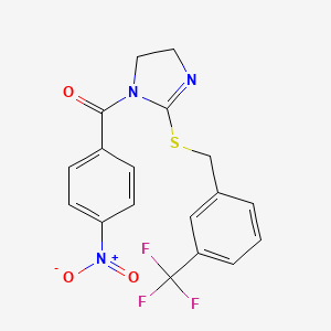 (4-Nitrophenyl)-[2-[[3-(trifluoromethyl)phenyl]methylsulfanyl]-4,5-dihydroimidazol-1-yl]methanone