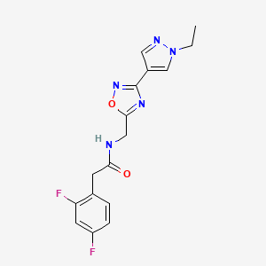 molecular formula C16H15F2N5O2 B2424719 2-(2,4-difluorophenyl)-N-((3-(1-ethyl-1H-pyrazol-4-yl)-1,2,4-oxadiazol-5-yl)methyl)acetamide CAS No. 2034516-41-9