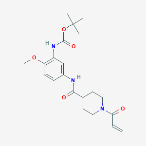 molecular formula C21H29N3O5 B2424722 Tert-butyl N-[2-methoxy-5-[(1-prop-2-enoylpiperidine-4-carbonyl)amino]phenyl]carbamate CAS No. 2361680-00-2