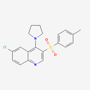 molecular formula C20H19ClN2O2S B2424734 6-Chloro-3-(4-methylbenzenesulfonyl)-4-(pyrrolidin-1-yl)quinoline CAS No. 872206-91-2