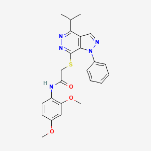 molecular formula C24H25N5O3S B2424736 N-(2,4-二甲氧基苯基)-2-((4-异丙基-1-苯基-1H-吡唑并[3,4-d]吡啶-7-基)硫)乙酰胺 CAS No. 1105235-51-5