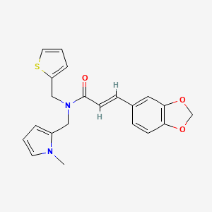 molecular formula C21H20N2O3S B2424739 (E)-3-(benzo[d][1,3]dioxol-5-yl)-N-((1-methyl-1H-pyrrol-2-yl)methyl)-N-(thiophen-2-ylmethyl)acrylamide CAS No. 1286744-31-7