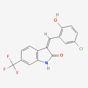 molecular formula C16H9ClF3NO2 B2424742 3-[(5-chloro-2-hydroxyphenyl)methylidene]-6-(trifluoromethyl)-2,3-dihydro-1H-indol-2-one CAS No. 860651-10-1