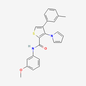 molecular formula C23H20N2O2S B2424744 N-(3-methoxyphenyl)-4-(3-methylphenyl)-3-(1H-pyrrol-1-yl)thiophene-2-carboxamide CAS No. 1357853-13-4