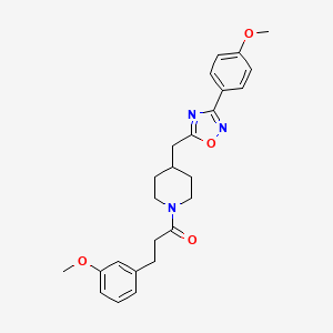4-{[3-(4-Methoxyphenyl)-1,2,4-oxadiazol-5-yl]methyl}-1-[3-(3-methoxyphenyl)propanoyl]piperidine
