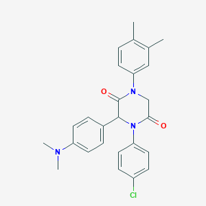 4-(4-Chlorophenyl)-3-[4-(dimethylamino)phenyl]-1-(3,4-dimethylphenyl)-2,5-piperazinedione