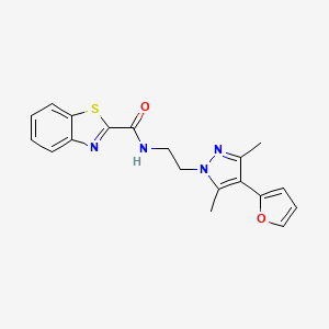 molecular formula C19H18N4O2S B2424785 N-(2-(4-(furan-2-yl)-3,5-dimethyl-1H-pyrazol-1-yl)ethyl)benzo[d]thiazole-2-carboxamide CAS No. 2034513-79-4