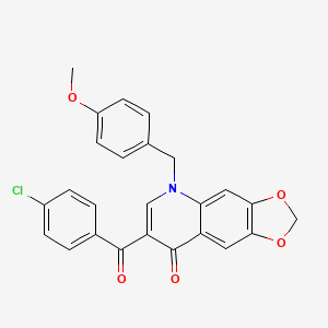 molecular formula C25H18ClNO5 B2424787 7-(4-氯苯甲酰基)-5-[(4-甲氧基苯基)甲基]-[1,3]二氧杂环[4,5-g]喹啉-8-酮 CAS No. 866588-44-5