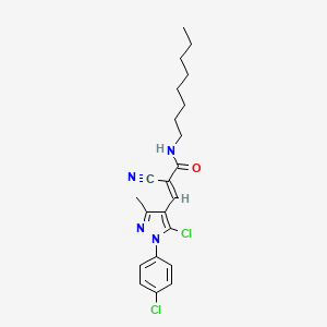 molecular formula C22H26Cl2N4O B2424791 (E)-3-[5-chloro-1-(4-chlorophenyl)-3-methylpyrazol-4-yl]-2-cyano-N-octylprop-2-enamide CAS No. 477524-20-2