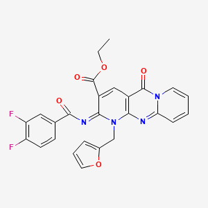 molecular formula C26H18F2N4O5 B2424793 (E)-ethyl 2-((3,4-difluorobenzoyl)imino)-1-(furan-2-ylmethyl)-5-oxo-2,5-dihydro-1H-dipyrido[1,2-a:2',3'-d]pyrimidine-3-carboxylate CAS No. 685860-26-8