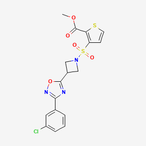 molecular formula C17H14ClN3O5S2 B2424795 Methyl 3-((3-(3-(3-chlorophenyl)-1,2,4-oxadiazol-5-yl)azetidin-1-yl)sulfonyl)thiophene-2-carboxylate CAS No. 1351612-57-1