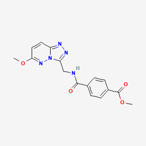 molecular formula C16H15N5O4 B2424796 Methyl 4-(((6-methoxy-[1,2,4]triazolo[4,3-b]pyridazin-3-yl)methyl)carbamoyl)benzoate CAS No. 2034353-48-3