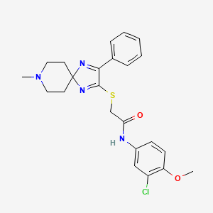 molecular formula C23H25ClN4O2S B2424803 N-(3-chloro-4-methoxyphenyl)-2-((8-methyl-3-phenyl-1,4,8-triazaspiro[4.5]deca-1,3-dien-2-yl)thio)acetamide CAS No. 1185061-29-3