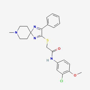 N-(3-CHLORO-4-METHOXYPHENYL)-2-({8-METHYL-3-PHENYL-1,4,8-TRIAZASPIRO[4.5]DECA-1,3-DIEN-2-YL}SULFANYL)ACETAMIDE