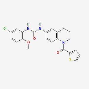 molecular formula C22H20ClN3O3S B2424809 1-(5-Chloro-2-methoxyphenyl)-3-(1-(thiophene-2-carbonyl)-1,2,3,4-tetrahydroquinolin-6-yl)urea CAS No. 1203336-41-7