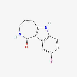 molecular formula C12H11FN2O B2424811 9-氟-1H,2H,3H,4H,5H,6H-氮杂菲[4,3-b]吲哚-1-酮 CAS No. 1009631-14-4