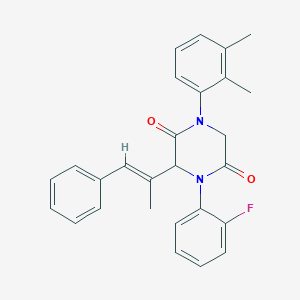 1-(2,3-dimethylphenyl)-4-(2-fluorophenyl)-3-[(E)-1-methyl-2-phenylethenyl]-2,5-piperazinedione