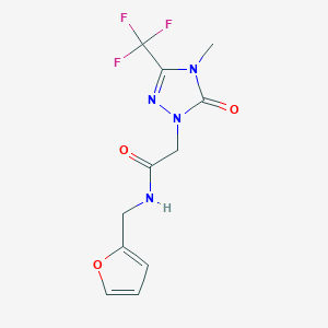molecular formula C11H11F3N4O3 B2424842 N-(呋喃-2-基甲基)-2-(4-甲基-5-氧代-3-(三氟甲基)-4,5-二氢-1H-1,2,4-三唑-1-基)乙酰胺 CAS No. 1421459-50-8