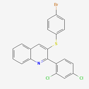 molecular formula C21H12BrCl2NS B2424844 3-(4-Bromophenyl)sulfanyl-2-(2,4-dichlorophenyl)quinoline CAS No. 400079-63-2