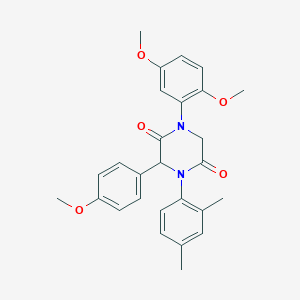 1-(2,5-Dimethoxyphenyl)-4-(2,4-dimethylphenyl)-3-(4-methoxyphenyl)-2,5-piperazinedione