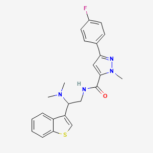 molecular formula C23H23FN4OS B2424860 N-(2-(benzo[b]thiophen-3-yl)-2-(dimethylamino)ethyl)-3-(4-fluorophenyl)-1-methyl-1H-pyrazole-5-carboxamide CAS No. 2034569-59-8