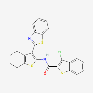 molecular formula C24H17ClN2OS3 B2424862 N-[3-(1,3-benzothiazol-2-yl)-4,5,6,7-tetrahydro-1-benzothiophen-2-yl]-3-chloro-1-benzothiophene-2-carboxamide CAS No. 313395-94-7