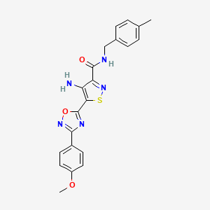 molecular formula C21H19N5O3S B2424865 4-amino-5-[3-(4-methoxyphenyl)-1,2,4-oxadiazol-5-yl]-N-[(4-methylphenyl)methyl]-1,2-thiazole-3-carboxamide CAS No. 2320928-08-1