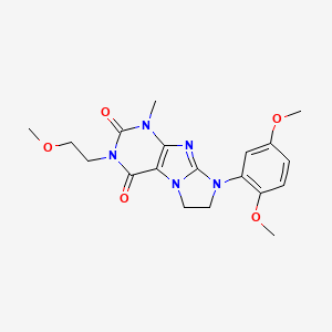 molecular formula C19H23N5O5 B2424879 6-(2,5-Dimethoxyphenyl)-2-(2-methoxyethyl)-4-methyl-7,8-dihydropurino[7,8-a]imidazole-1,3-dione CAS No. 923471-83-4
