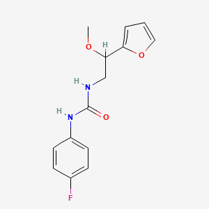 molecular formula C14H15FN2O3 B2424886 1-(4-氟苯基)-3-(2-(呋喃-2-基)-2-甲氧基乙基)脲 CAS No. 1798463-99-6
