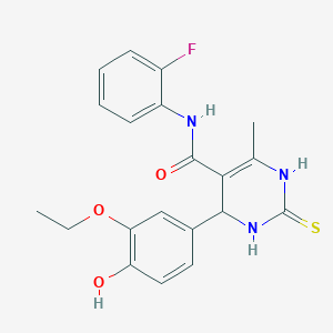 molecular formula C20H20FN3O3S B2424890 4-(3-ethoxy-4-hydroxyphenyl)-N-(2-fluorophenyl)-6-methyl-2-thioxo-1,2,3,4-tetrahydropyrimidine-5-carboxamide CAS No. 865591-70-4