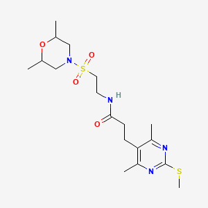 3-[4,6-dimethyl-2-(methylsulfanyl)pyrimidin-5-yl]-N-{2-[(2,6-dimethylmorpholin-4-yl)sulfonyl]ethyl}propanamide