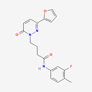 molecular formula C19H18FN3O3 B2424895 N-(3-fluoro-4-methylphenyl)-4-(3-(furan-2-yl)-6-oxopyridazin-1(6H)-yl)butanamide CAS No. 1021037-29-5