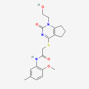 2-((1-(2-hydroxyethyl)-2-oxo-2,5,6,7-tetrahydro-1H-cyclopenta[d]pyrimidin-4-yl)thio)-N-(2-methoxy-5-methylphenyl)acetamide