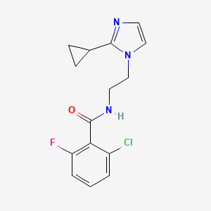 molecular formula C15H15ClFN3O B2424919 2-chloro-N-(2-(2-cyclopropyl-1H-imidazol-1-yl)ethyl)-6-fluorobenzamide CAS No. 2034634-13-2