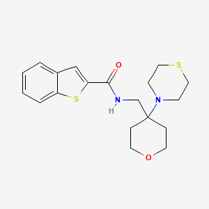 molecular formula C19H24N2O2S2 B2424920 N-[(4-Thiomorpholin-4-yloxan-4-yl)methyl]-1-benzothiophene-2-carboxamide CAS No. 2415521-21-8