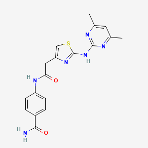 4-(2-(2-((4,6-Dimethylpyrimidin-2-yl)amino)thiazol-4-yl)acetamido)benzamide
