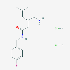 molecular formula C15H25Cl2FN2O B2424930 3-(氨甲基)-N-[(4-氟苯基)甲基]-5-甲基己酰胺二盐酸盐 CAS No. 1909319-81-8