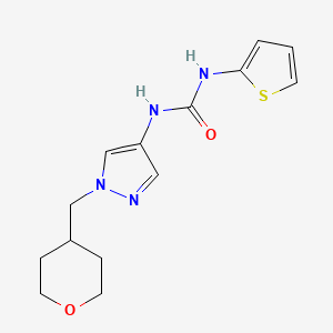 B2424950 1-(1-((tetrahydro-2H-pyran-4-yl)methyl)-1H-pyrazol-4-yl)-3-(thiophen-2-yl)urea CAS No. 1705995-79-4