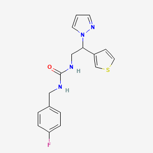 molecular formula C17H17FN4OS B2424956 1-(2-(1H-吡唑-1-基)-2-(噻吩-3-基)乙基)-3-(4-氟苄基)脲 CAS No. 2034342-30-6