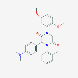 1-(2,5-Dimethoxyphenyl)-3-[4-(dimethylamino)phenyl]-4-(2,4-dimethylphenyl)-2,5-piperazinedione