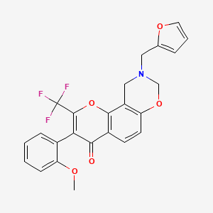 9-(furan-2-ylmethyl)-3-(2-methoxyphenyl)-2-(trifluoromethyl)-9,10-dihydrochromeno[8,7-e][1,3]oxazin-4(8H)-one