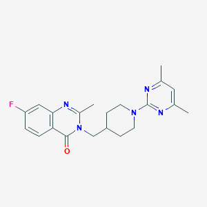 molecular formula C21H24FN5O B2424981 3-[[1-(4,6-Dimethylpyrimidin-2-yl)piperidin-4-yl]methyl]-7-fluoro-2-methylquinazolin-4-one CAS No. 2415624-09-6