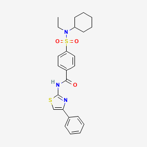 molecular formula C24H27N3O3S2 B2424985 4-(N-cyclohexyl-N-ethylsulfamoyl)-N-(4-phenylthiazol-2-yl)benzamide CAS No. 919855-65-5