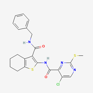 molecular formula C22H21ClN4O2S2 B2425001 N-[3-(苄基氨基甲酰基)-4,5,6,7-四氢-1-苯并噻吩-2-基]-5-氯-2-甲硫基嘧啶-4-甲酰胺 CAS No. 864936-67-4