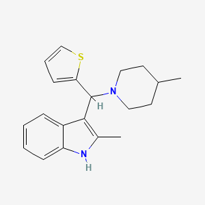 2-methyl-3-[(4-methylpiperidin-1-yl)(thiophen-2-yl)methyl]-1H-indole