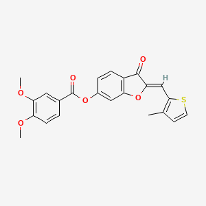 molecular formula C23H18O6S B2425017 (Z)-2-((3-methylthiophen-2-yl)methylene)-3-oxo-2,3-dihydrobenzofuran-6-yl 3,4-dimethoxybenzoate CAS No. 622792-61-4